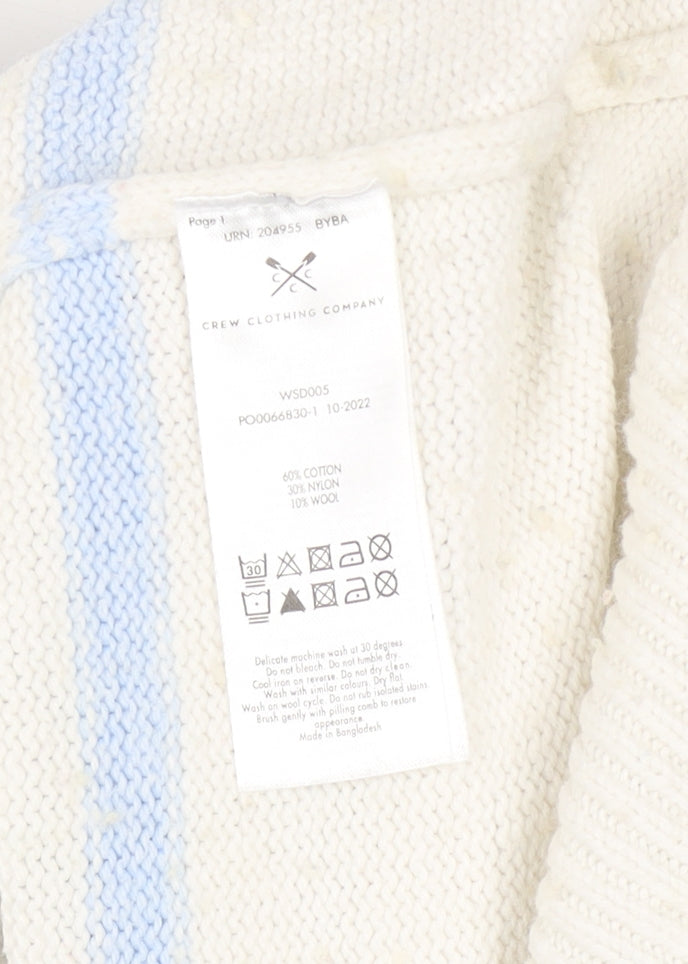 Crew Clothing Women’s White Blue Roll Neck Striped Jumper Size 10