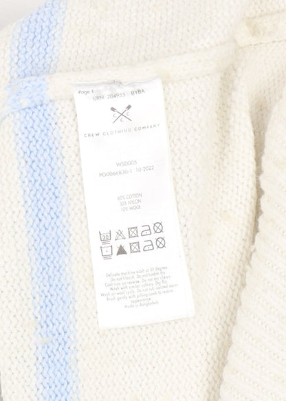 Crew Clothing Women’s White Blue Roll Neck Striped Jumper Size 10