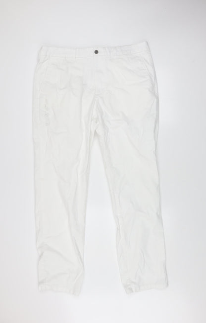 Marks and Spencer Men's White Regular Fit Chino Trousers 38x33
