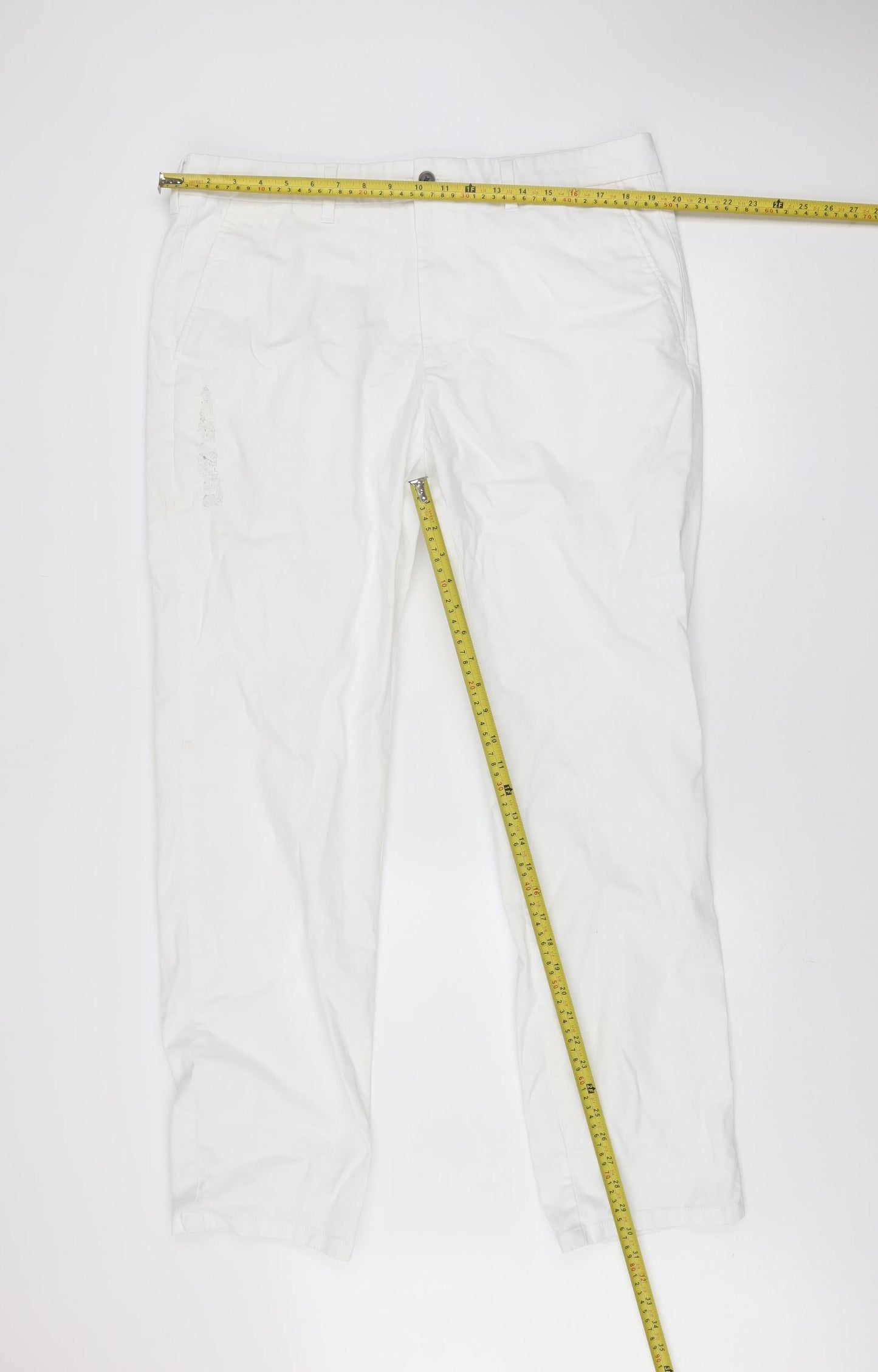 Marks and Spencer Men's White Regular Fit Chino Trousers 38x33