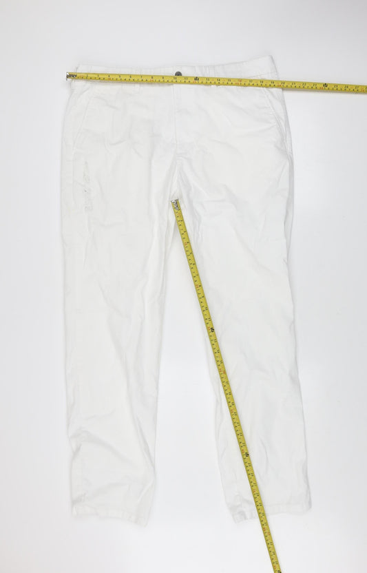 Marks and Spencer Men's White Regular Fit Chino Trousers 38x33