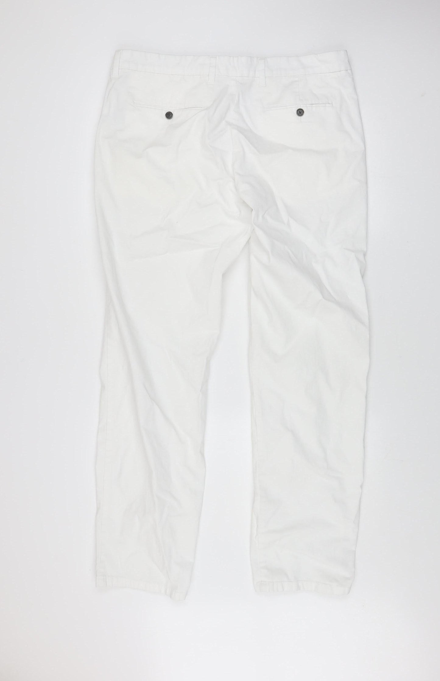 Marks and Spencer Men's White Regular Fit Chino Trousers 38x33