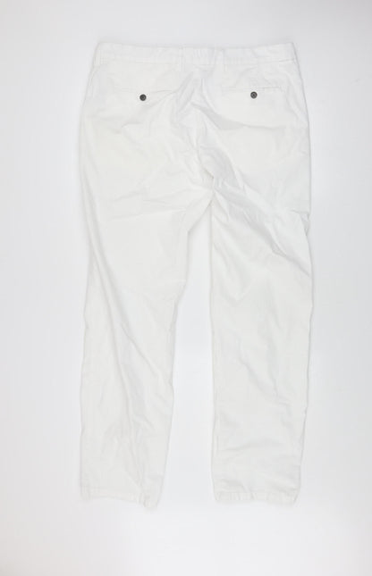 Marks and Spencer Men's White Regular Fit Chino Trousers 38x33