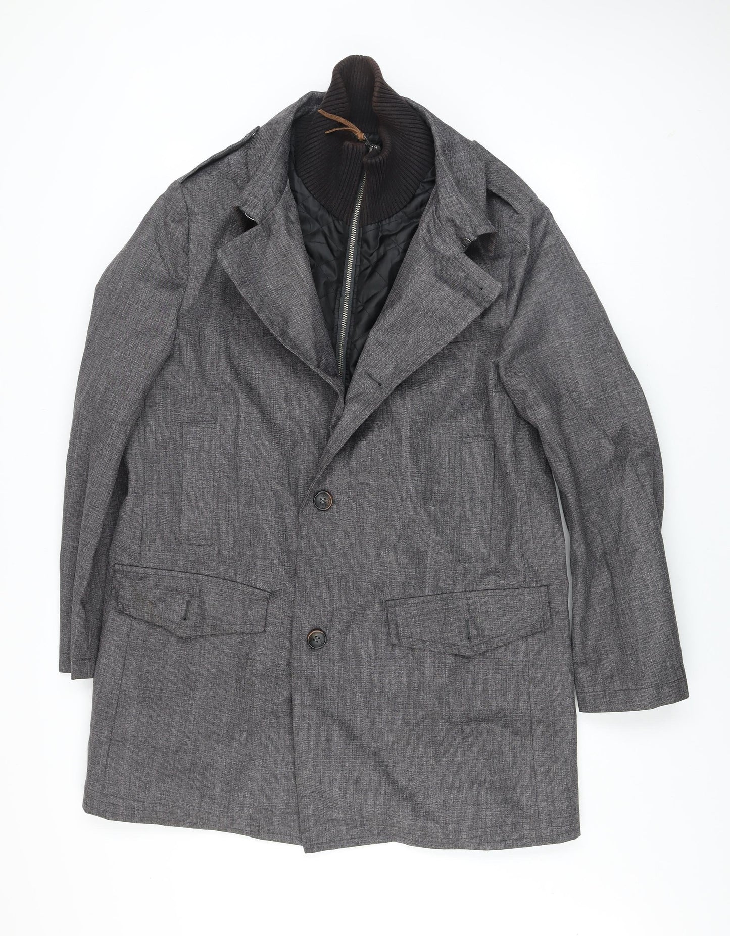 Mens UK Size M Rocha John Rocha Grey Overcoat