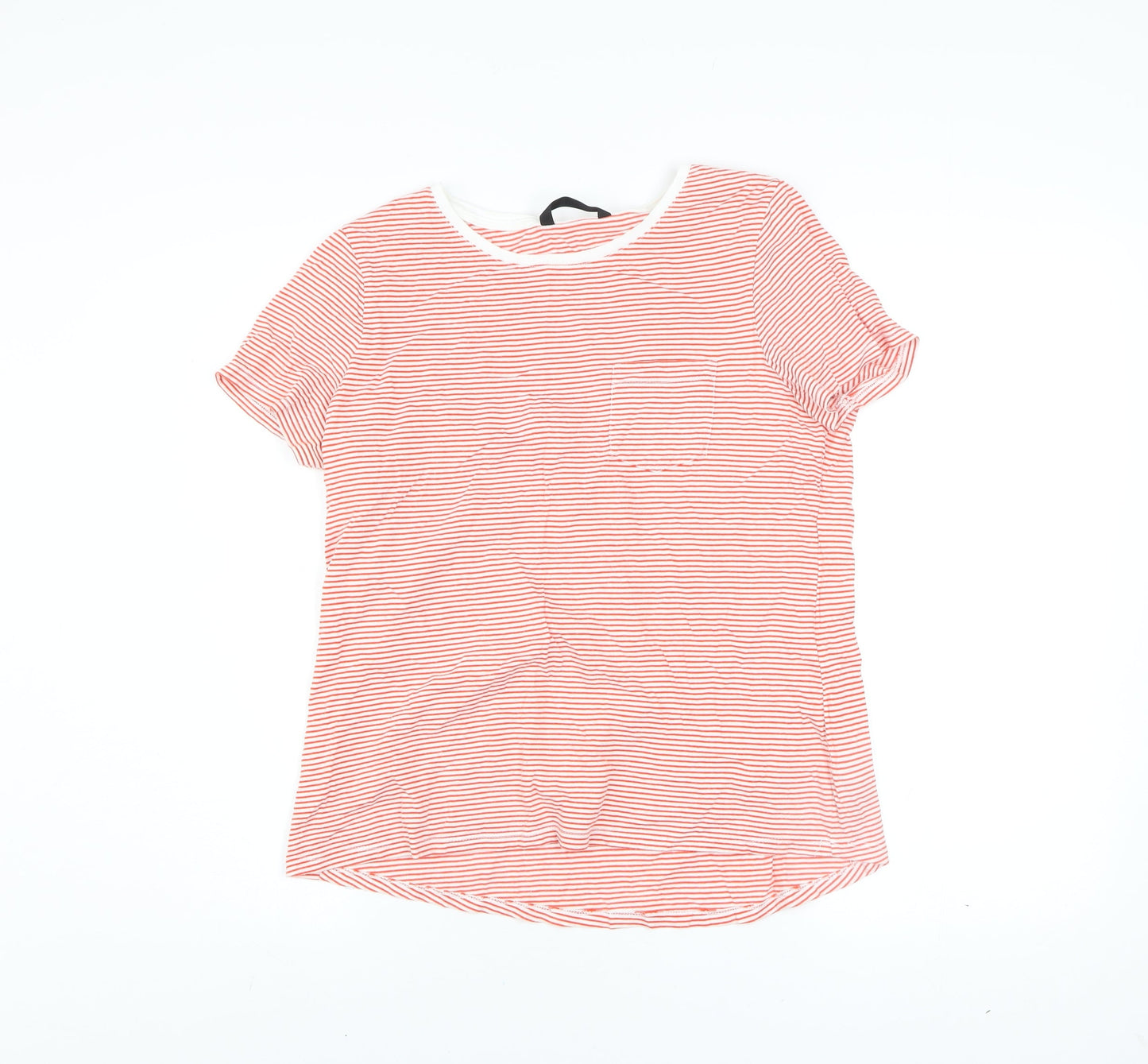 Dunnes Women’s Orange Striped Short Sleeve Cotton T-Shirt Size 14