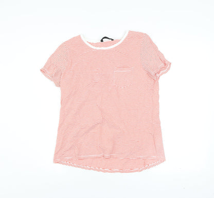 Dunnes Women’s Orange Striped Short Sleeve Cotton T-Shirt Size 14