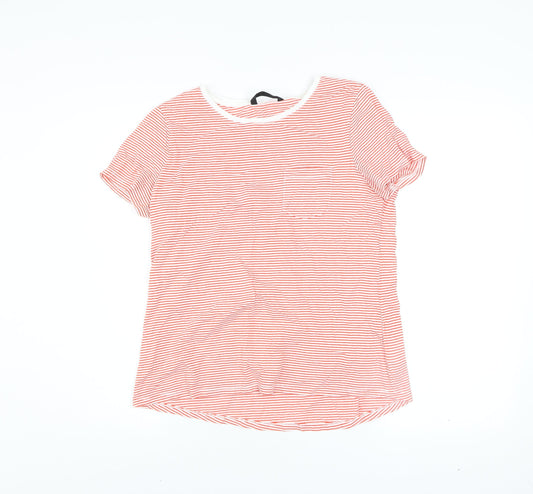 Dunnes Women’s Orange Striped Short Sleeve Cotton T-Shirt Size 14