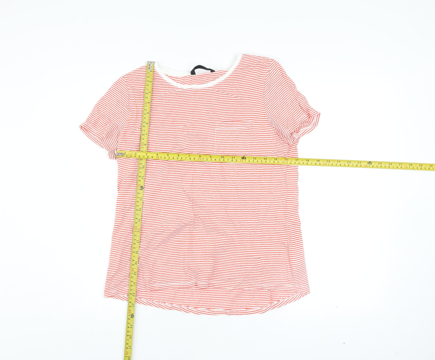 Dunnes Women’s Orange Striped Short Sleeve Cotton T-Shirt Size 14