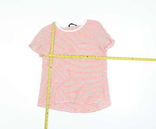 Dunnes Women’s Orange Striped Short Sleeve Cotton T-Shirt Size 14