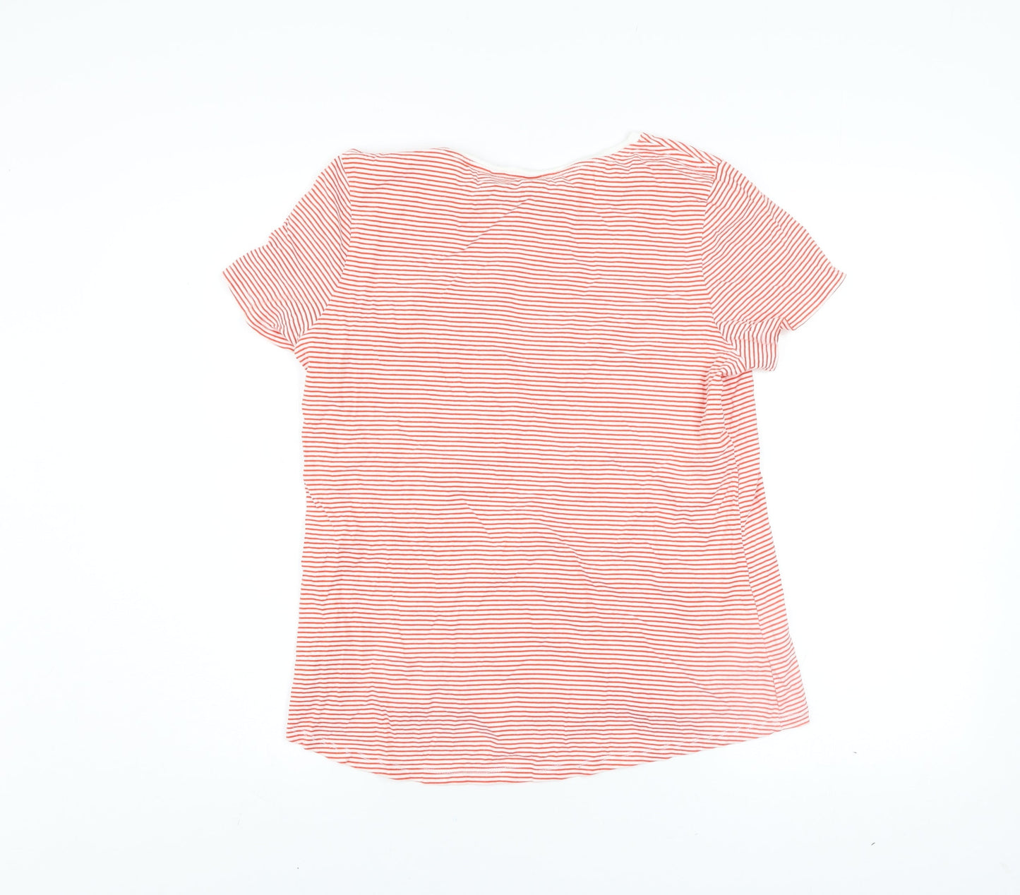 Dunnes Women’s Orange Striped Short Sleeve Cotton T-Shirt Size 14