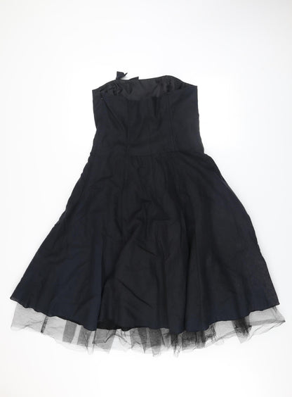 Marks and Spencer Per Una Women's Black Strapless Fit & Flare Dress Size 12