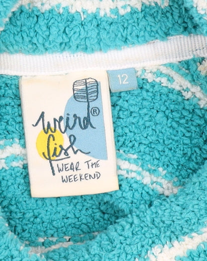 Womens UK Size 12 Weird Fish Blue Pullover Sweatshirt