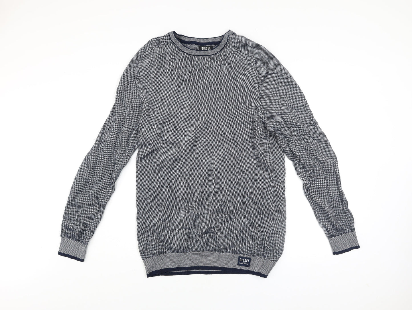 Diesel Men’s Blue Cotton Knit Crew Neck Jumper Size L