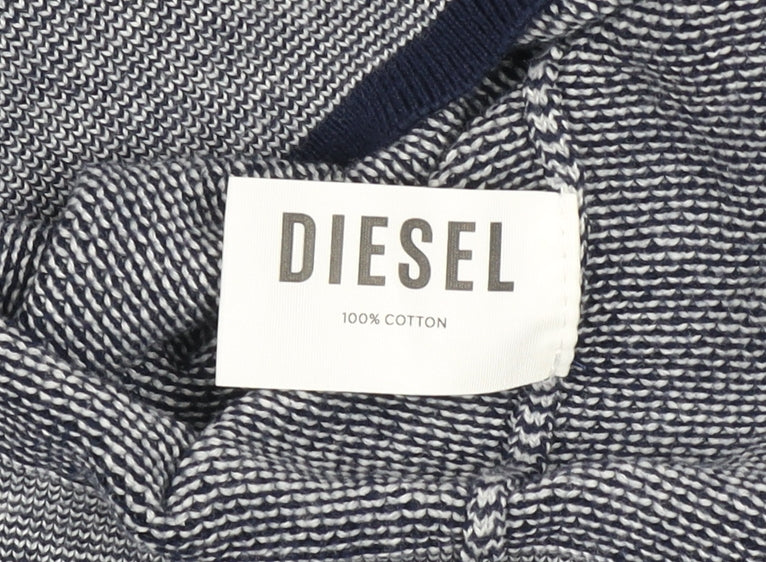 Diesel Men’s Blue Cotton Knit Crew Neck Jumper Size L