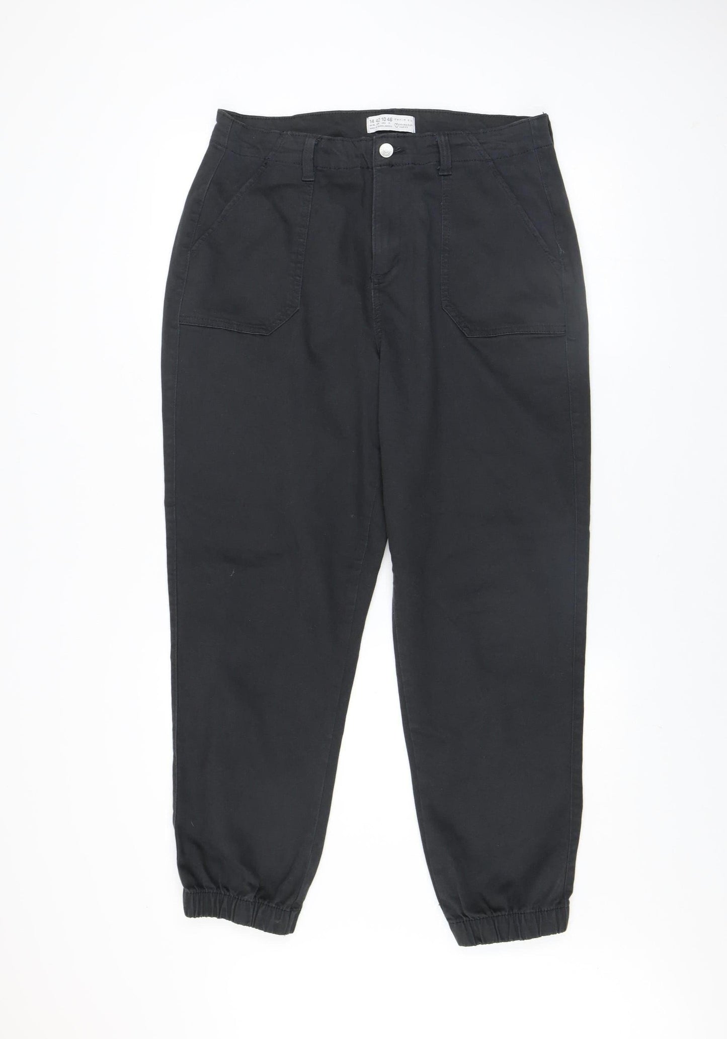 Primark Women’s Black Tapered Cargo Jeans Size 14 Relaxed Fit