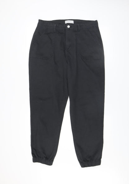 Primark Women’s Black Tapered Cargo Jeans Size 14 Relaxed Fit