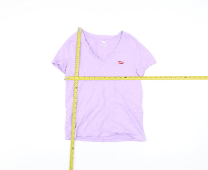 Levi's Women's Purple Cotton V-Neck Short Sleeve T-Shirt XS