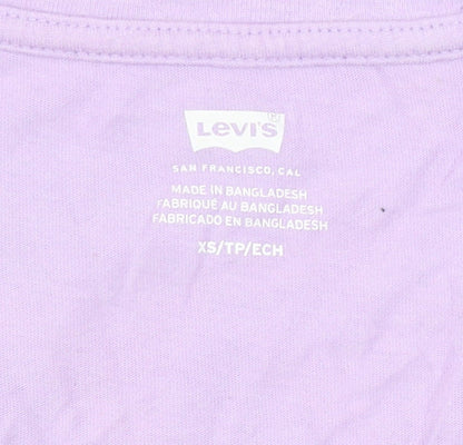 Levi's Women's Purple Cotton V-Neck Short Sleeve T-Shirt XS