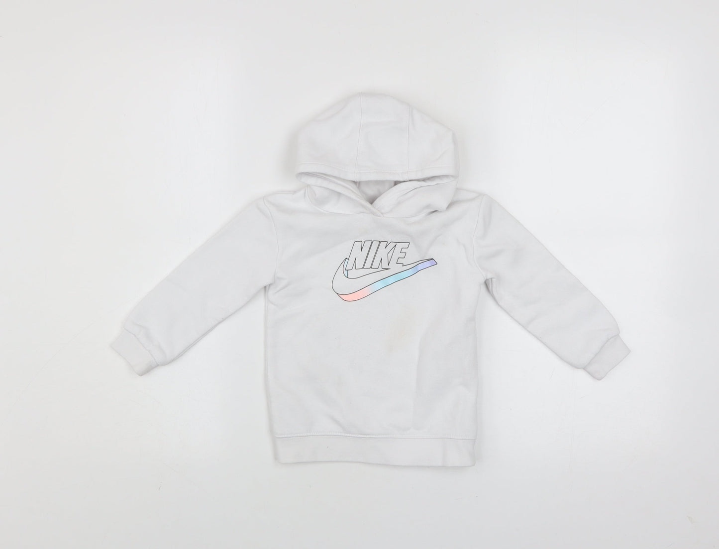 Nike Girls White Pullover Hoodie 2 Years Fleece Logo Hooded Sweatshirt