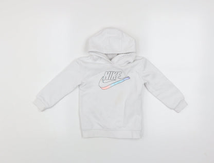 Nike Girls White Pullover Hoodie 2 Years Fleece Logo Hooded Sweatshirt
