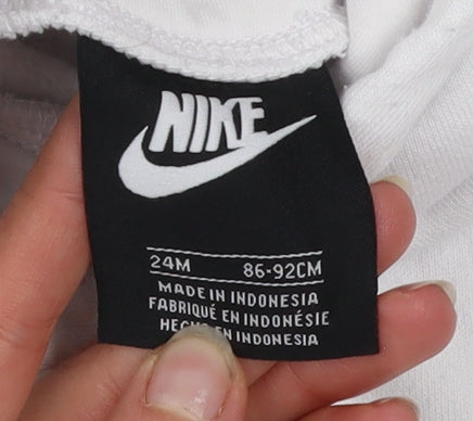 Nike Girls White Pullover Hoodie 2 Years Fleece Logo Hooded Sweatshirt