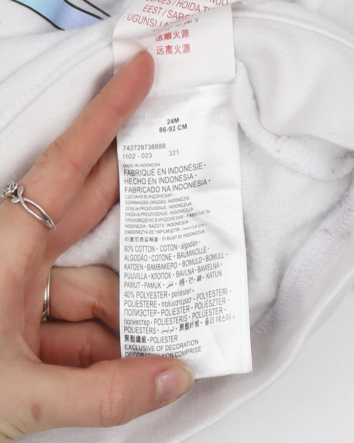 Nike Girls White Pullover Hoodie 2 Years Fleece Logo Hooded Sweatshirt