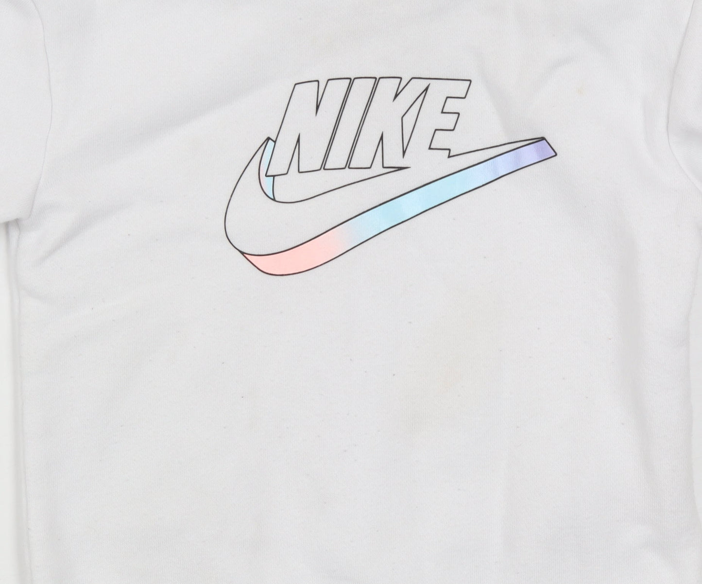 Nike Girls White Pullover Hoodie 2 Years Fleece Logo Hooded Sweatshirt