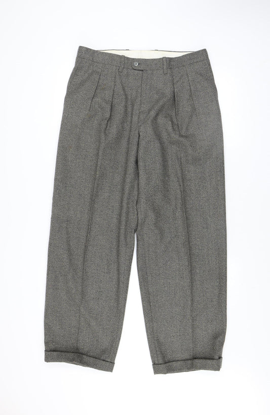 Florentino Men's Grey Wool Pleated Dress Trousers Size 34