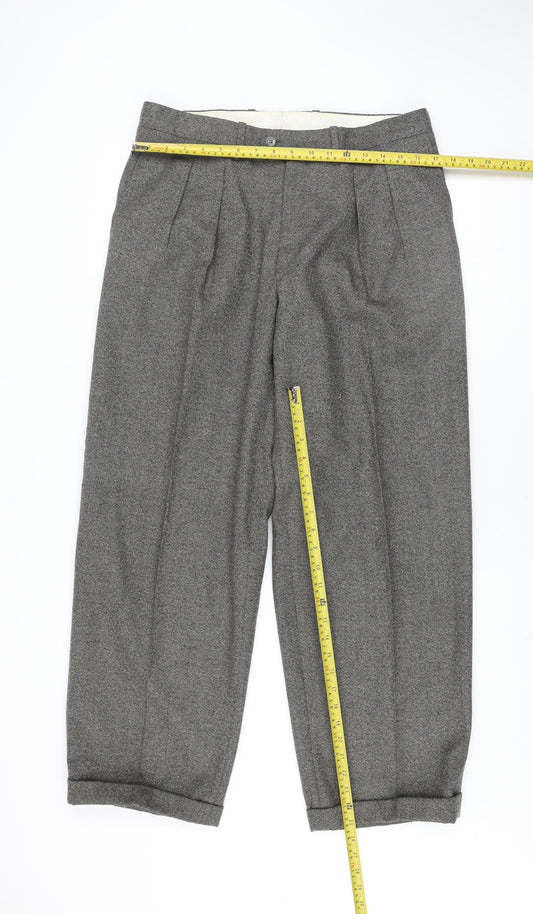 Florentino Men's Grey Wool Pleated Dress Trousers Size 34