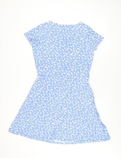 Mountain Warehouse Women Blue Bird Print Knee Length Fit & Flare Dress Size 14