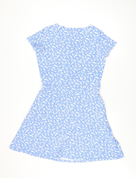 Mountain Warehouse Women Blue Bird Print Knee Length Fit & Flare Dress Size 14