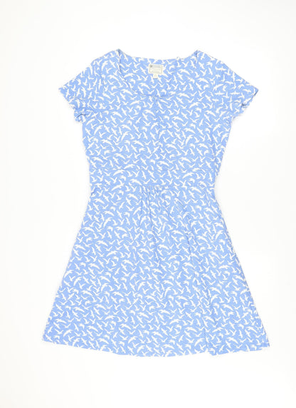 Mountain Warehouse Women Blue Bird Print Knee Length Fit & Flare Dress Size 14