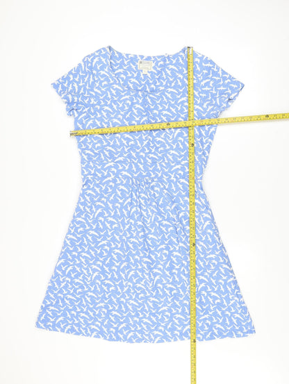 Mountain Warehouse Women Blue Bird Print Knee Length Fit & Flare Dress Size 14