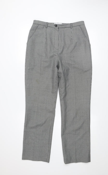 Cotswold Collections Womens Black Houndstooth Wool Blend Pleated Trousers Size 12