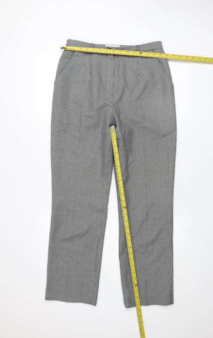 Cotswold Collections Womens Black Houndstooth Wool Blend Pleated Trousers Size 12