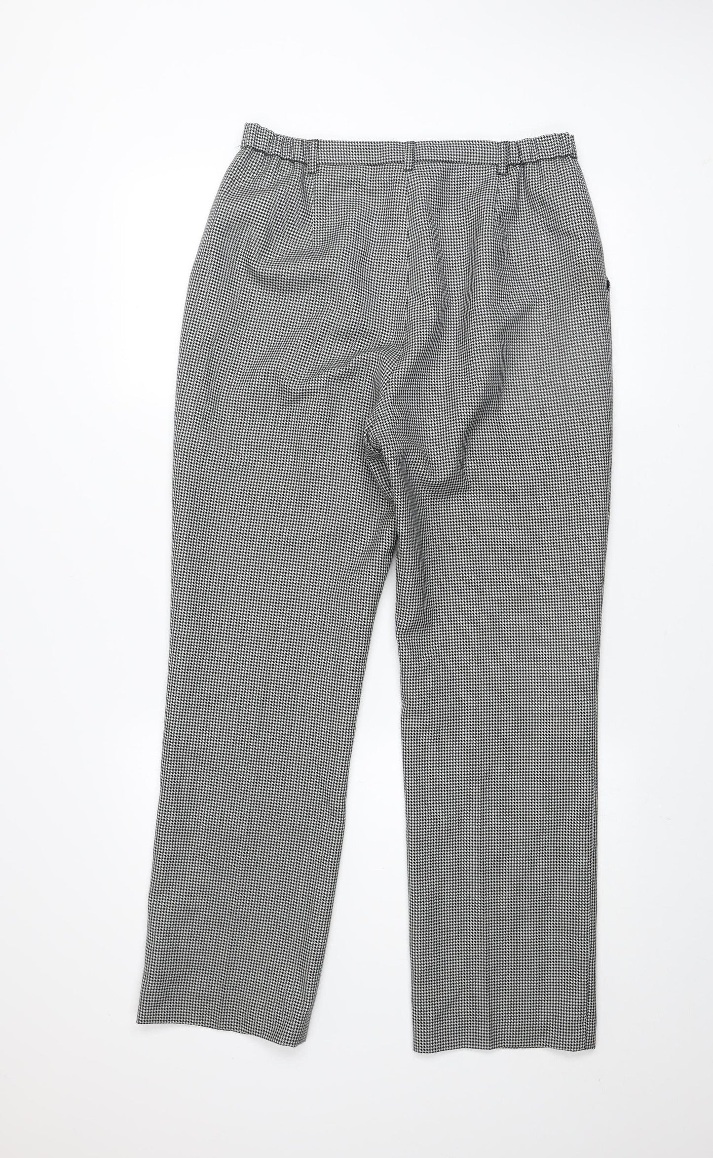 Cotswold Collections Womens Black Houndstooth Wool Blend Pleated Trousers Size 12