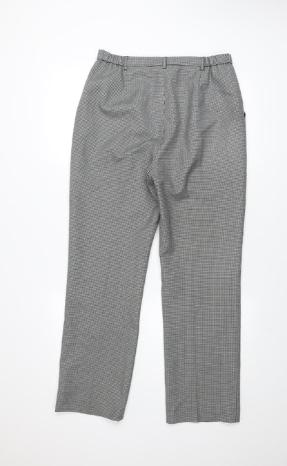 Cotswold Collections Womens Black Houndstooth Wool Blend Pleated Trousers Size 12