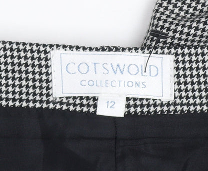Cotswold Collections Womens Black Houndstooth Wool Blend Pleated Trousers Size 12