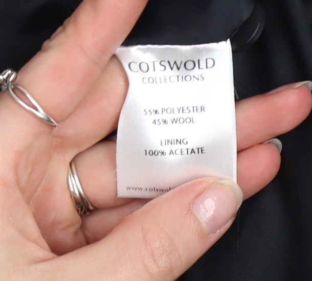 Cotswold Collections Womens Black Houndstooth Wool Blend Pleated Trousers Size 12