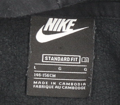 Nike Girls Black Pullover Hoodie Fleece Logo Sweatshirt Size 146