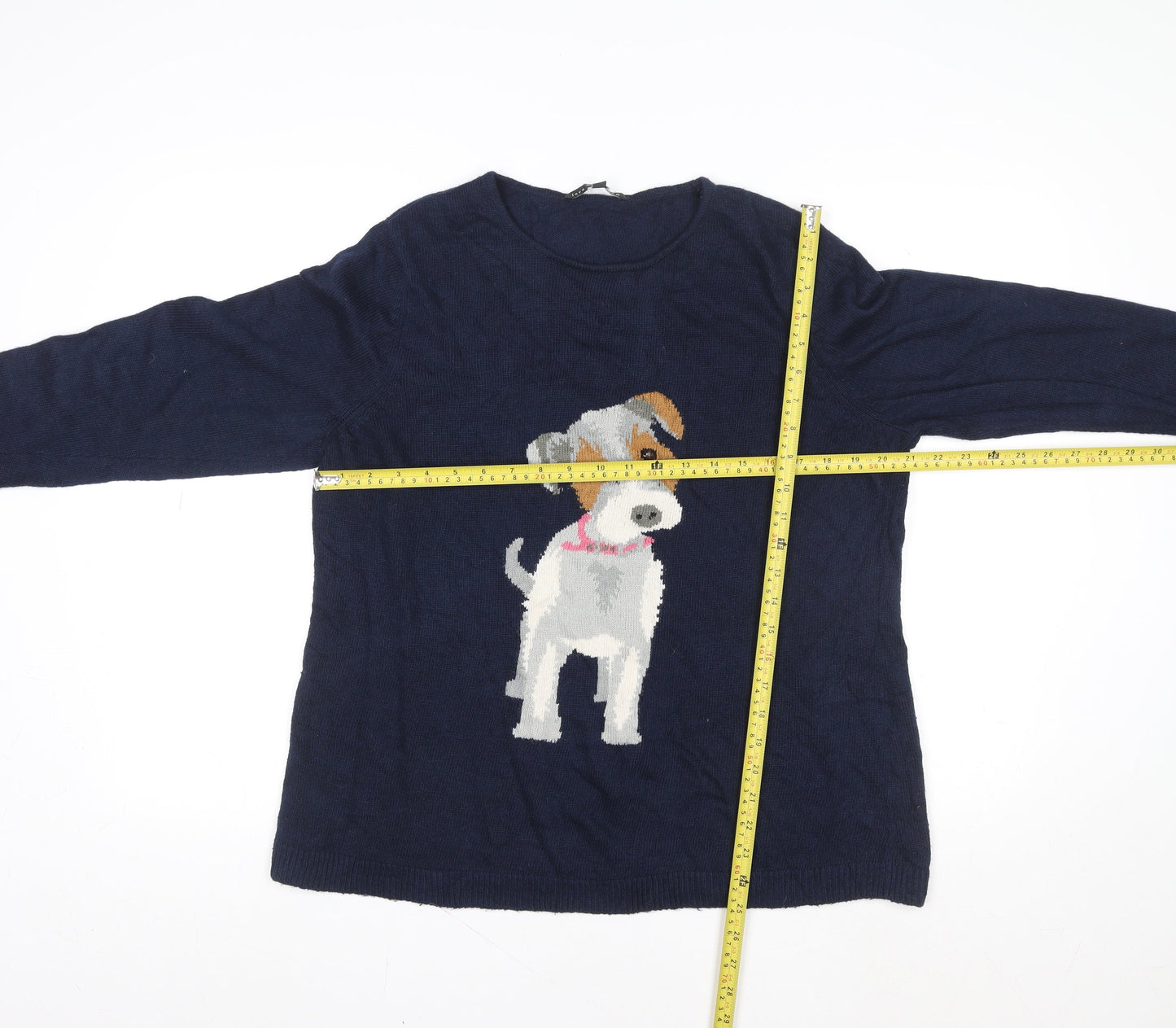 Love Knitwear Women's Navy Dog Pattern Jumper Size 20