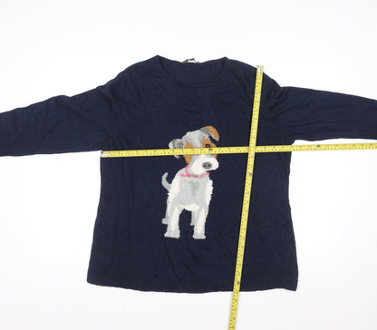Love Knitwear Women's Navy Dog Pattern Jumper Size 20