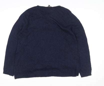 Love Knitwear Women's Navy Dog Pattern Jumper Size 20