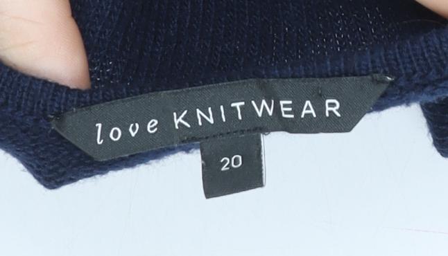 Love Knitwear Women's Navy Dog Pattern Jumper Size 20