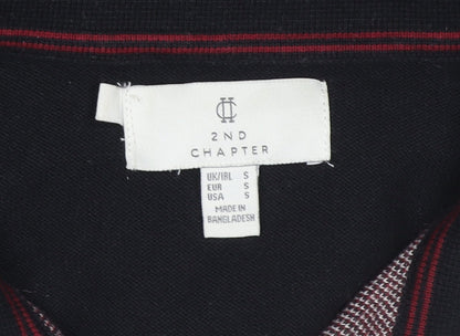 2nd Chapter Men's Black Argyle Cotton Henley Jumper Size S