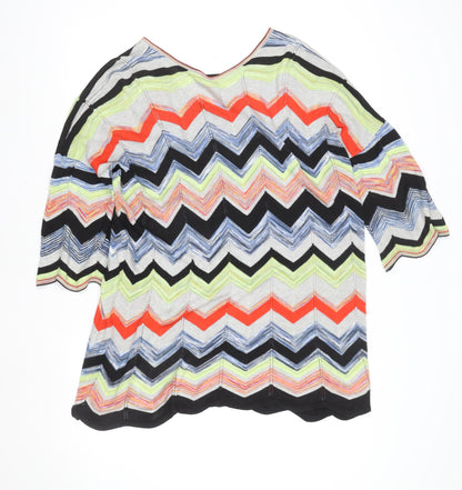 Oui Women Multicoloured Size 16 Shift Knee Length Dress