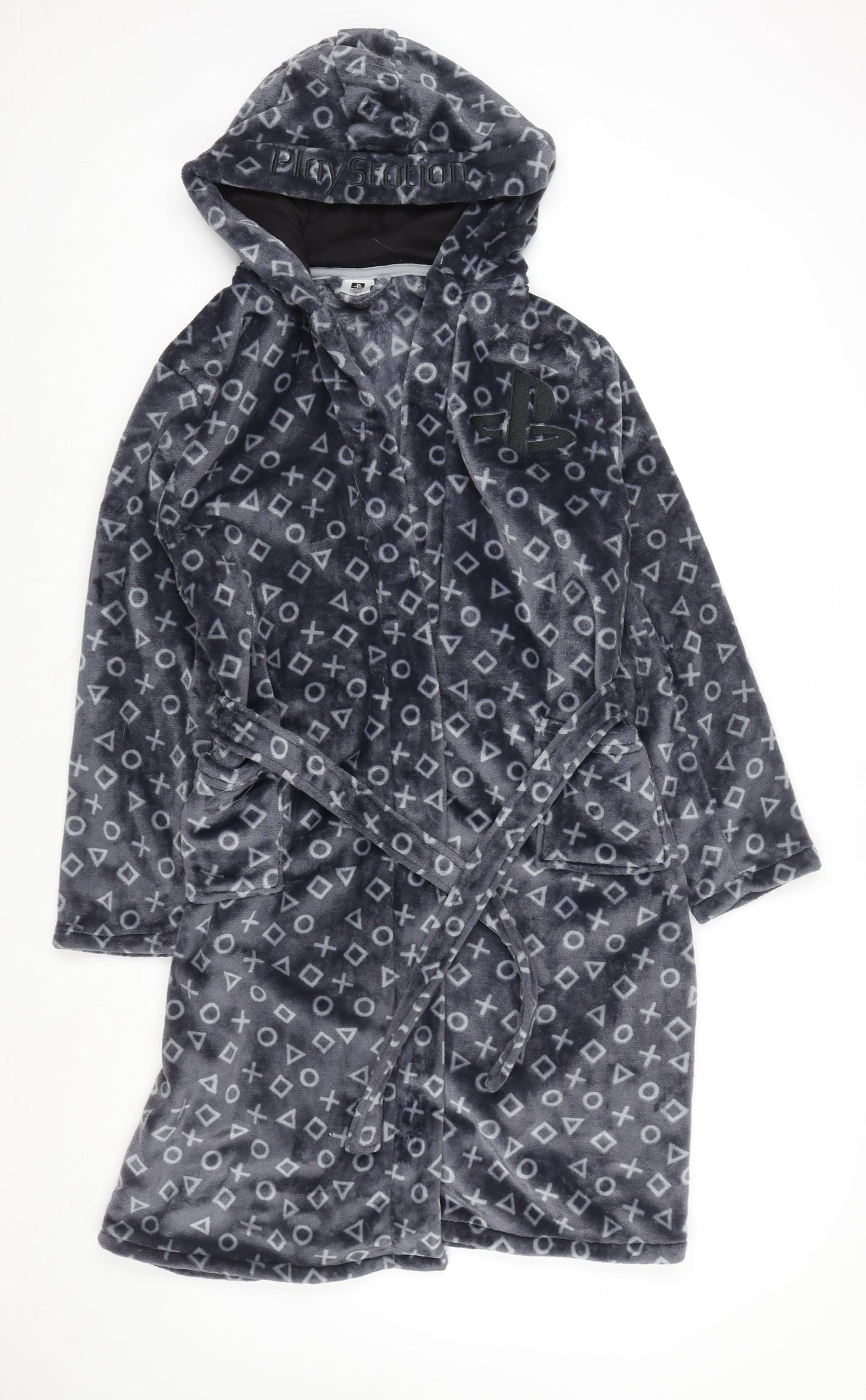 PlayStation Boys Grey Fleece Hooded Robe 15-16 Years Gaming Nightwear