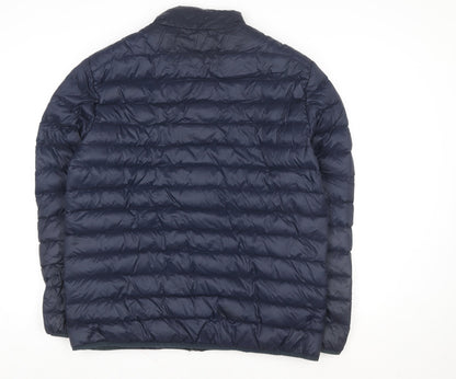 Tu Mens Blue Puffer Jacket L Regular Fit Lightweight Zip Coat
