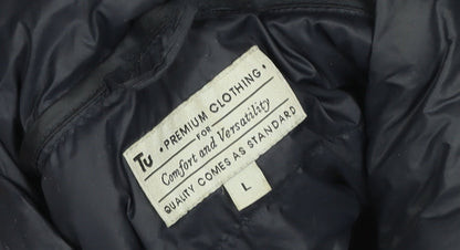 Tu Mens Blue Puffer Jacket L Regular Fit Lightweight Zip Coat