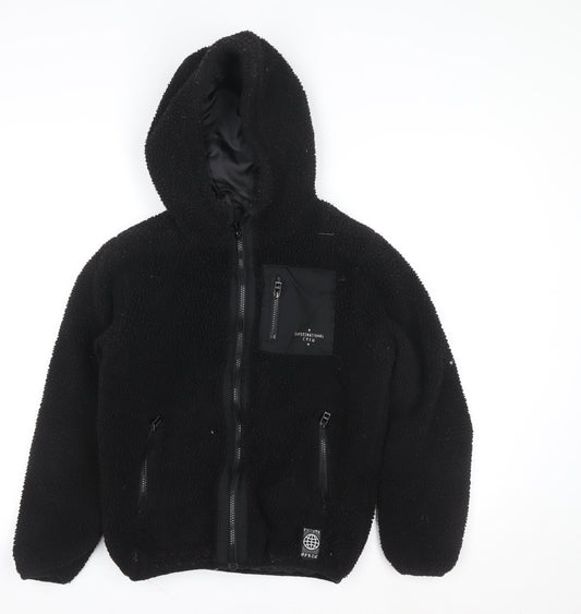 F&F Boys Black Hooded Fleece Zip Jacket 11-12 Years